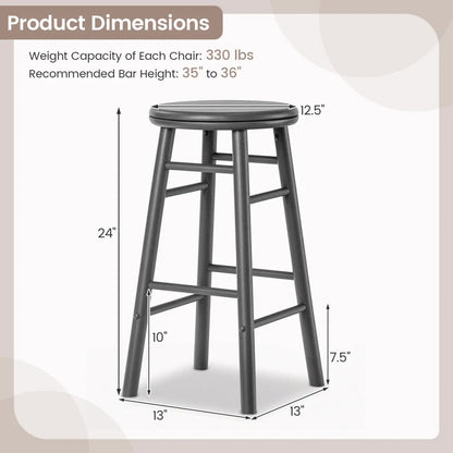 24 Inch Swivel Bar Stools Set of 2 with Footrests