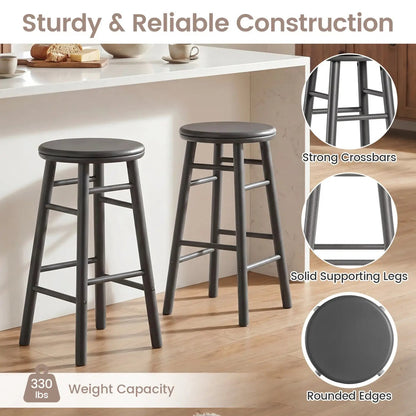 24 Inch Swivel Bar Stools Set of 2 with Footrests