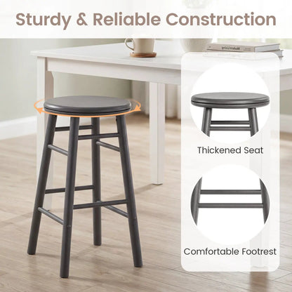 24 Inch Swivel Bar Stools Set of 2 with Footrests