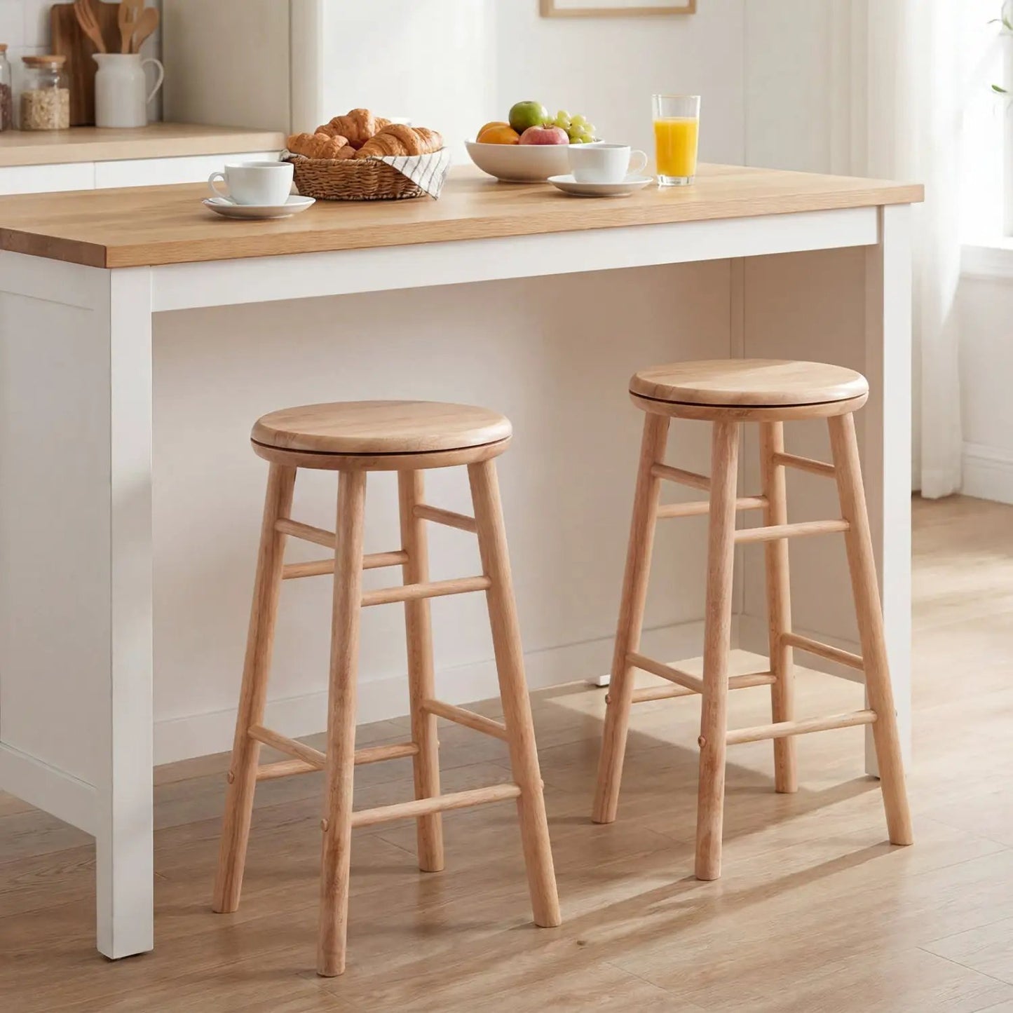 24 Inch Swivel Bar Stools Set of 2 with Footrests