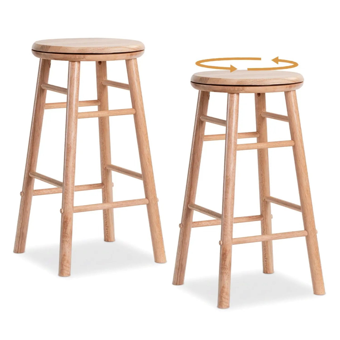 24 Inch Swivel Bar Stools Set of 2 with Footrests