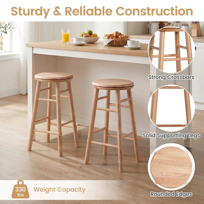 24 Inch Swivel Bar Stools Set of 2 with Footrests