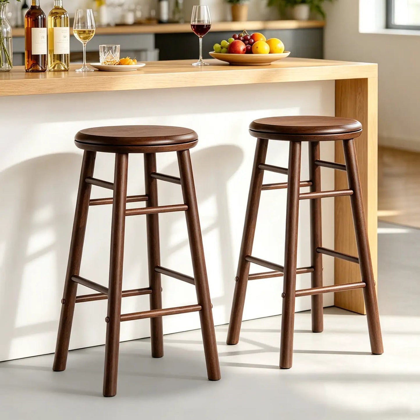 24 Inch Swivel Bar Stools Set of 2 with Footrests