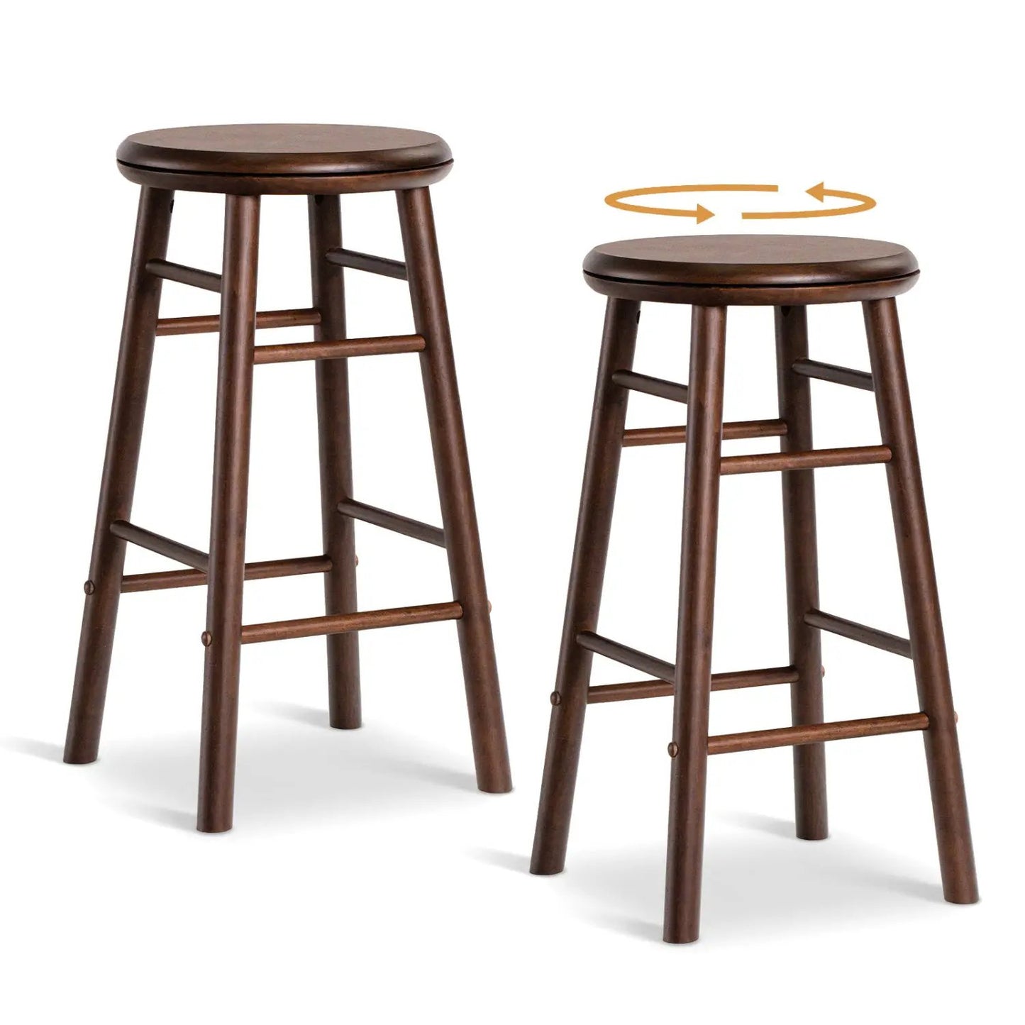 24 Inch Swivel Bar Stools Set of 2 with Footrests