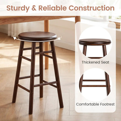 24 Inch Swivel Bar Stools Set of 2 with Footrests