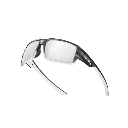 Kapvoe polarized sunglasses, black wraparound frame with mirrored lenses, UV400, BikerZoneZ on Tampa Home & Garden Store