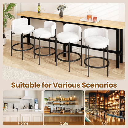 24 Inch Boucle Counter Stools Set of 2 with Curved Backrest