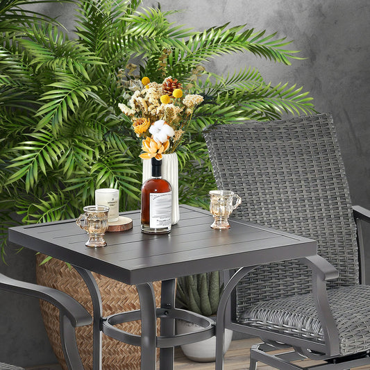 24 Inch Patio Bar Height Table with Aluminum Tabletop and Adjustable Foot Pads - Tampa Home & Garden Store