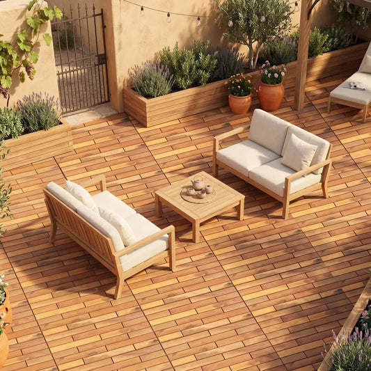 Acacia wood interlocking deck tiles 24x12 in 24-pack DirectDeals on warm wood patio on Tampa Home & Garden Store