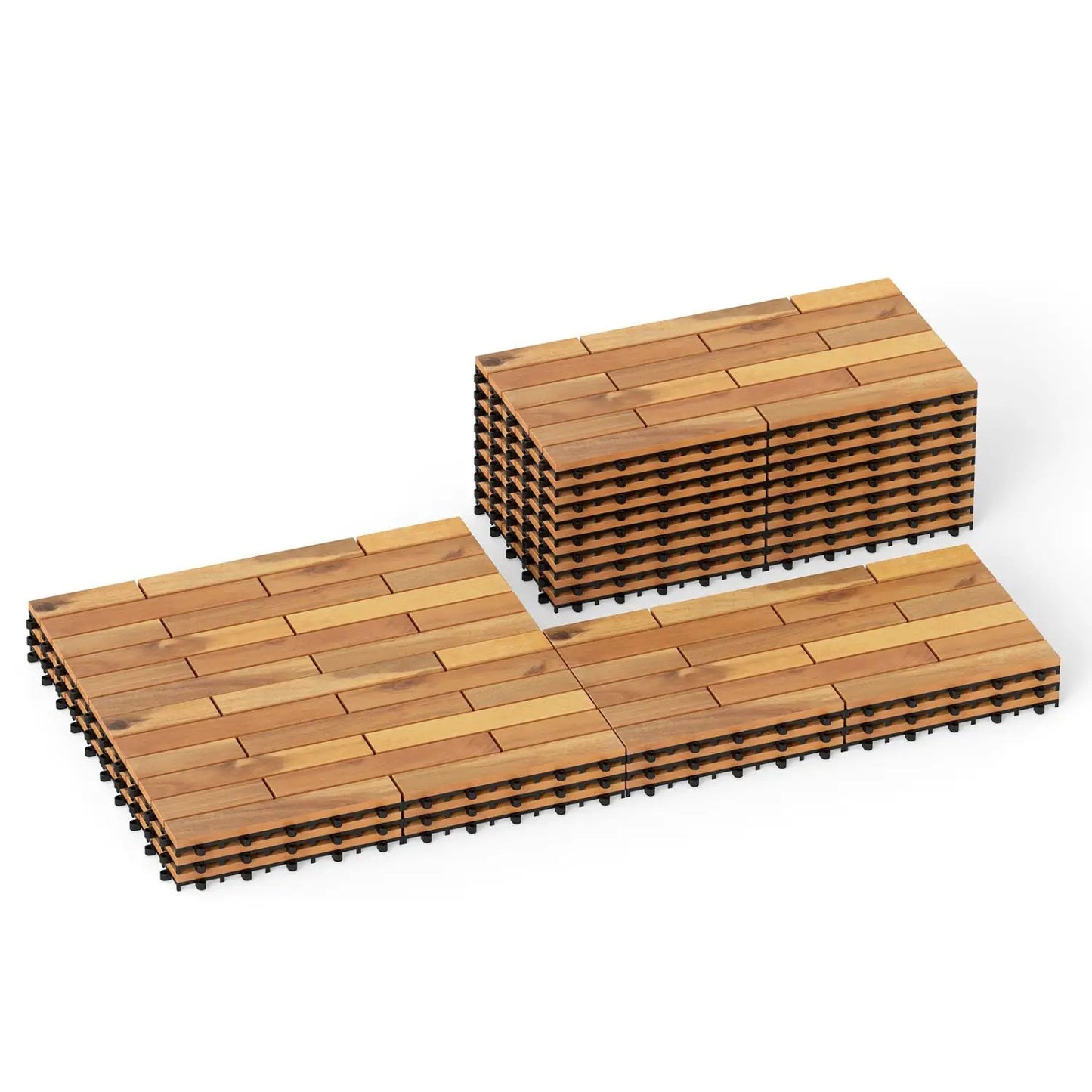 Acacia Wood Interlocking Deck Tiles 24 by 12 Inch