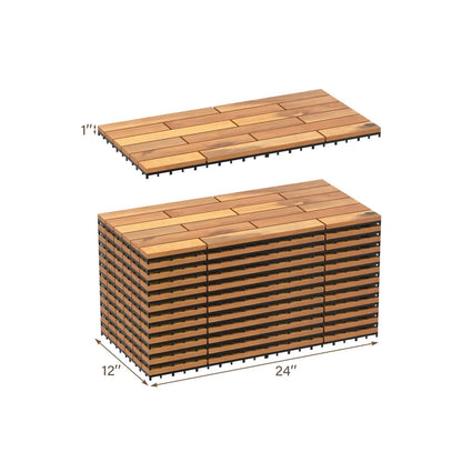 Acacia Wood Interlocking Deck Tiles 24 by 12 Inch