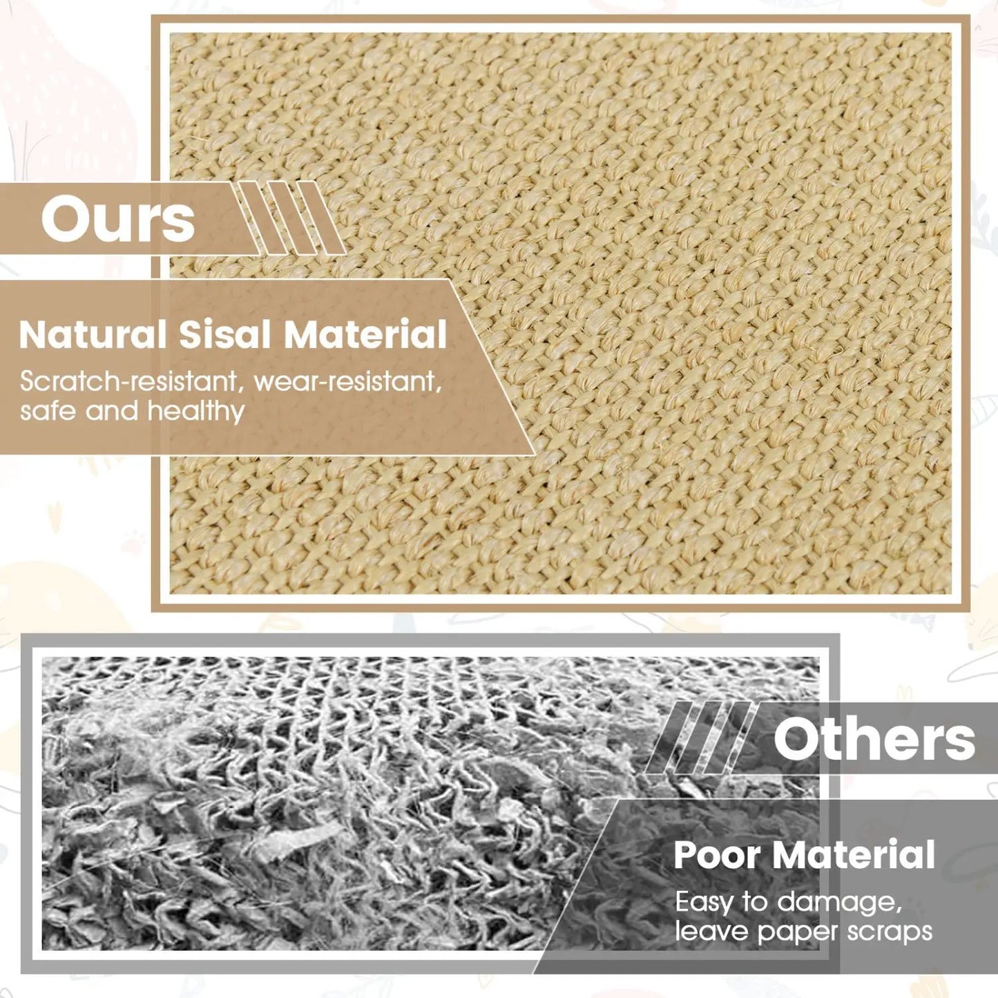 Cat Scratcher Mat Set Six Natural Sisal Protector