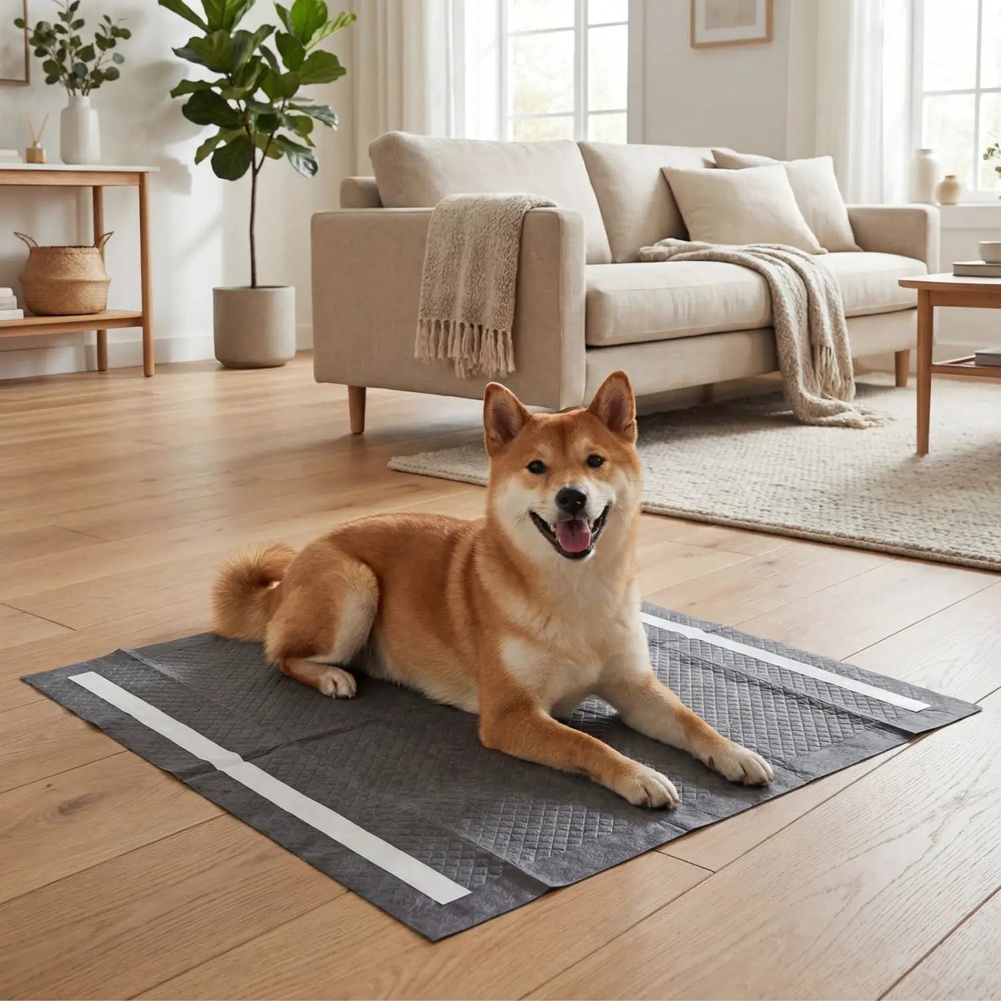 Charcoal 24x24 Dog Pee Pads, 6-Layer Construction