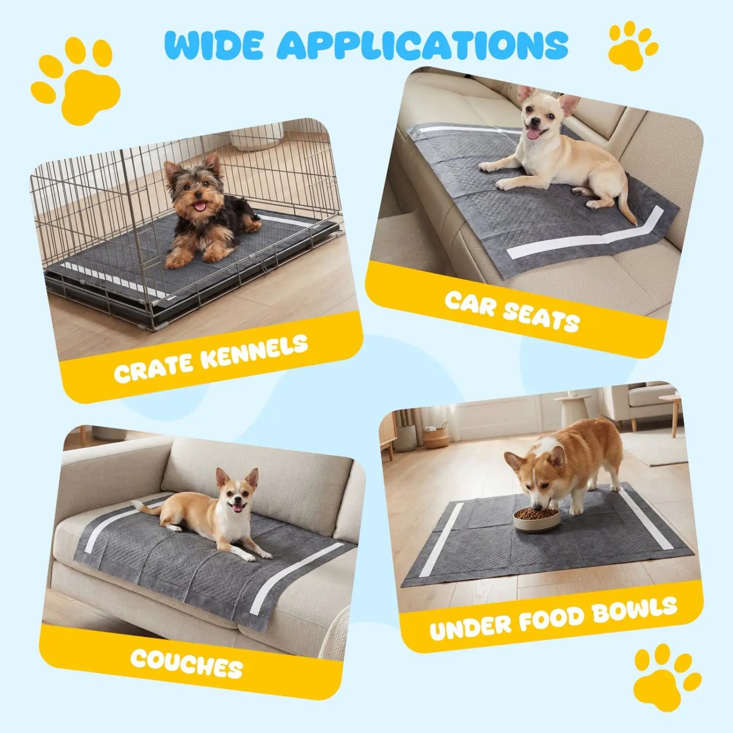 Charcoal 24x24 Dog Pee Pads, 6-Layer Construction