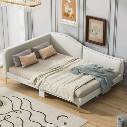 Upholstered Daybed with Headboard and Armrest