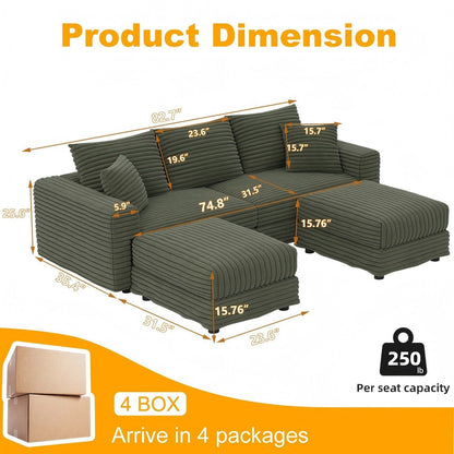 Convertible Sofa With Deep Seat and Pillows