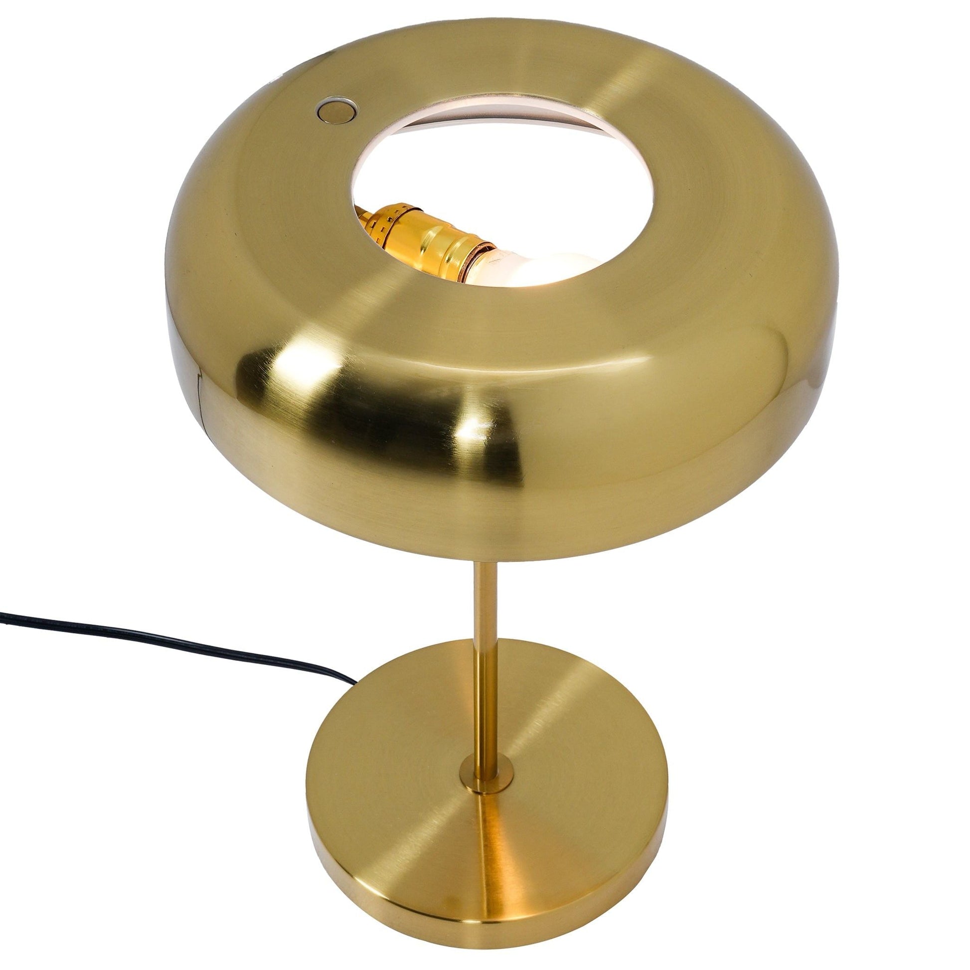 Bedside Nightstand Table Lamp - Gold donut ring design, brass-tone finish HouseOfZazla on Tampa Home & Garden Store