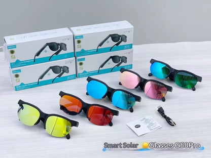 AI-Powered Bluetooth earphone sunglasses, six mirrored-lens pairs, FLIPSTYLEZLLC G58 Pro on Tampa Home & Garden Store