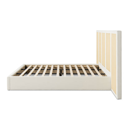 Capri Extended Headboard Cane Platform Bed cream frame with cane headboard HouseOfZazla on Tampa Home & Garden Store