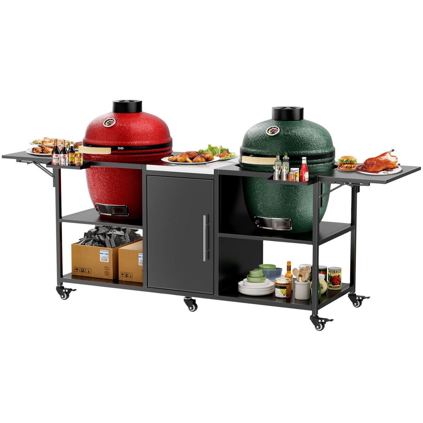 Stainless Steel Cart for Two Big Egg Grills