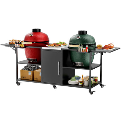 Stainless Steel Cart for Two Big Egg Grills