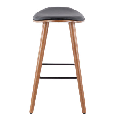 Contemporary upholstered counter stool with wood legs, dark seat on Tampa Home & Garden Store