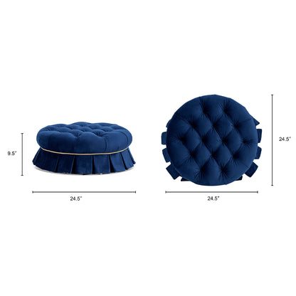Roquefort 24.5in Dog Sofa Bed, Medium navy tufted velvet with skirt, 2 views on Tampa Home & Garden Store