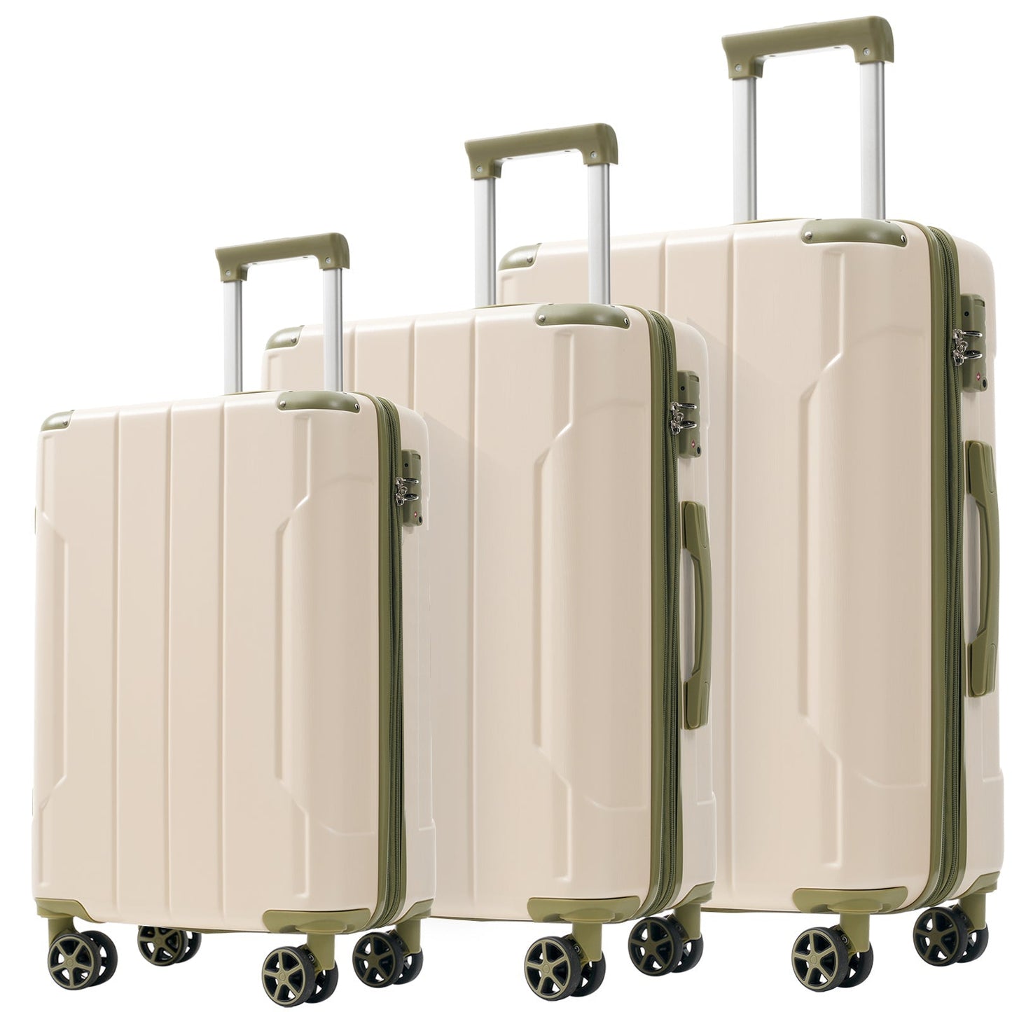 3pc expandable hard shell luggage set with TSA lock beige cases by HouseOfZazla on Tampa Home & Garden Store