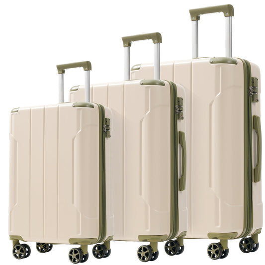 3pc expandable hard shell luggage set with TSA lock beige cases by HouseOfZazla on Tampa Home & Garden Store