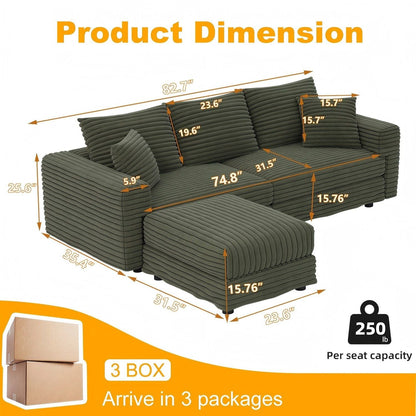 Convertible Sofa With Deep Seat and Pillows