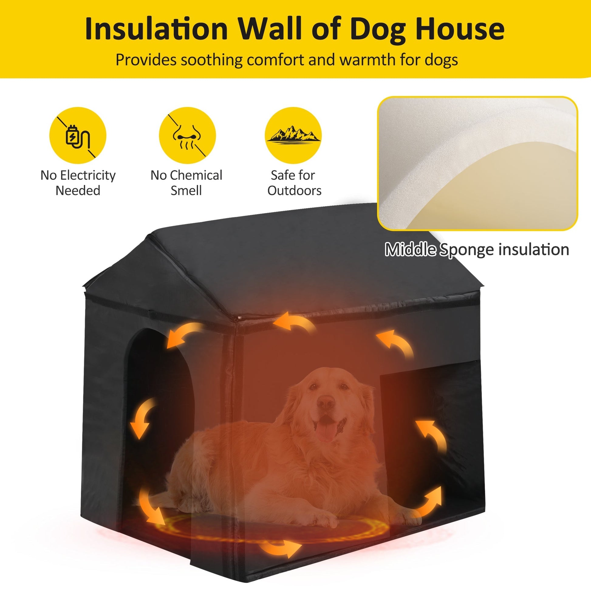 Dog House by HouseOfZazla, 60.2 Inch Large Outdoor with Insulated Liner for outdoors on Tampa Home & Garden Store
