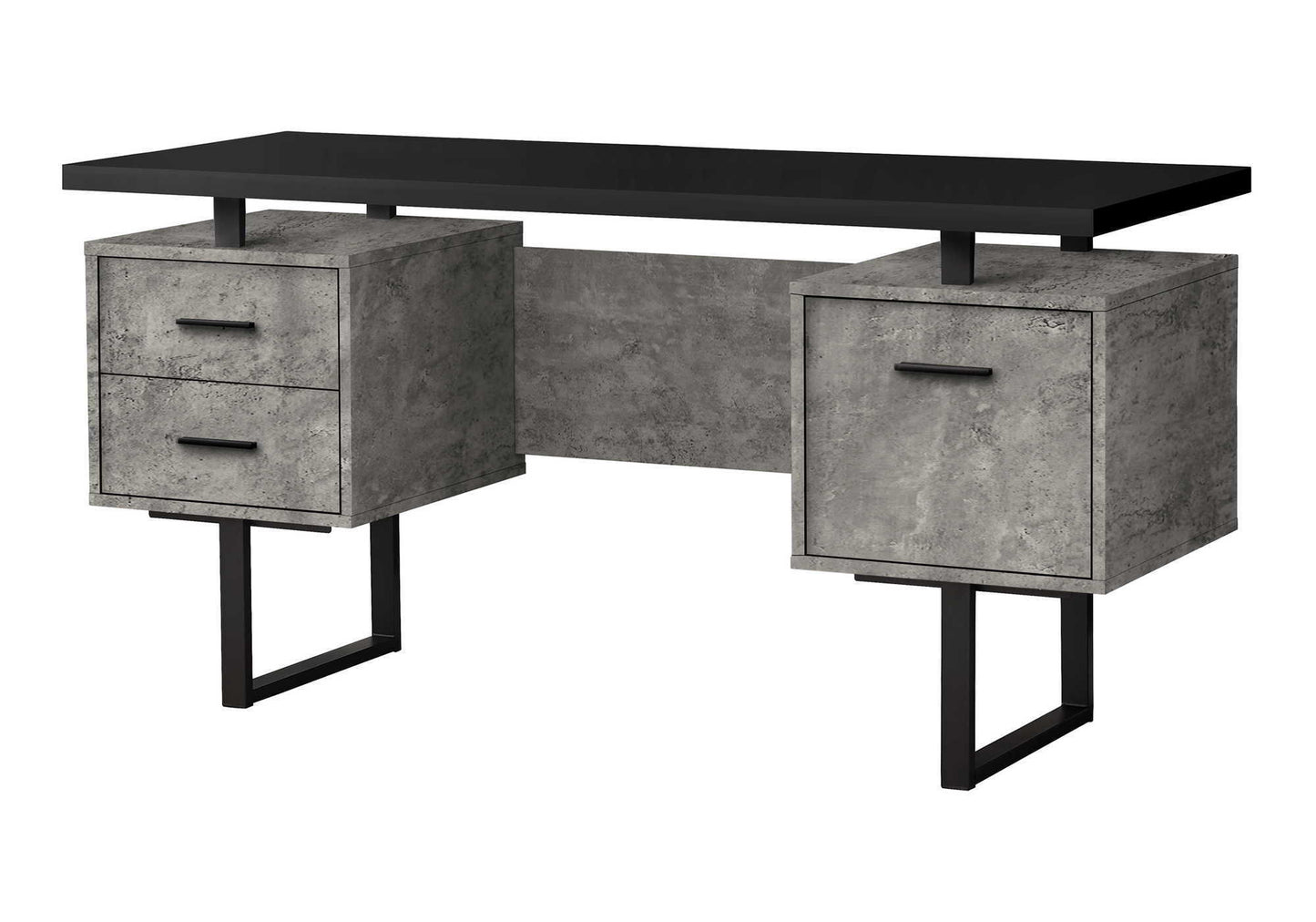 Computer desk for home office with storage drawers in concrete gray, black top by HouseOfZazla on Tampa Home & Garden Store