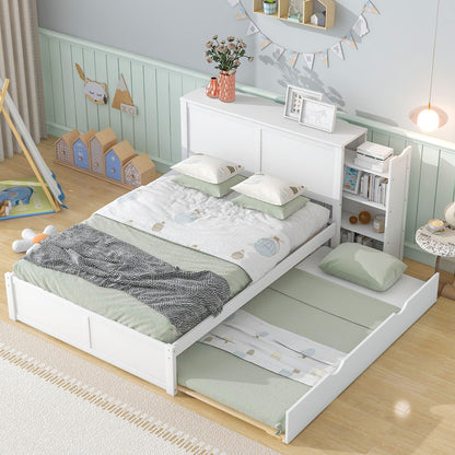 Storage Platform Bed Pull Out Shelves Trundle twin beds with under-bed storage pastel room on Tampa Home & Garden Store