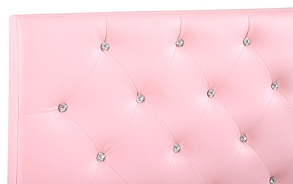 Upholstered headboard pink faux leather with tufting and crystal buttons by HouseOfZazla on Tampa Home & Garden Store