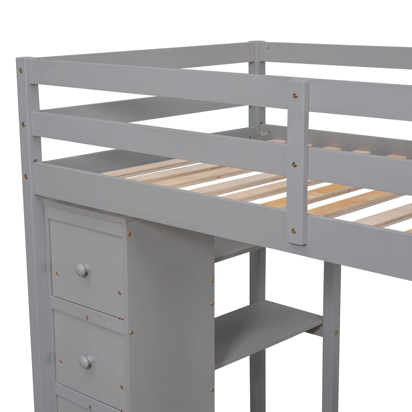 Loft Bed with Storage Drawers Desk and Stairs