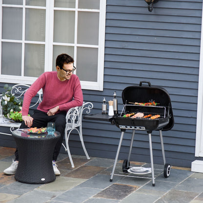 Outsunny 21' portable charcoal grill on wheels with bottom shelf outdoors on Tampa Home & Garden Store