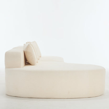 Curved Sectional Sofa and Ivory Chenille Pillows
