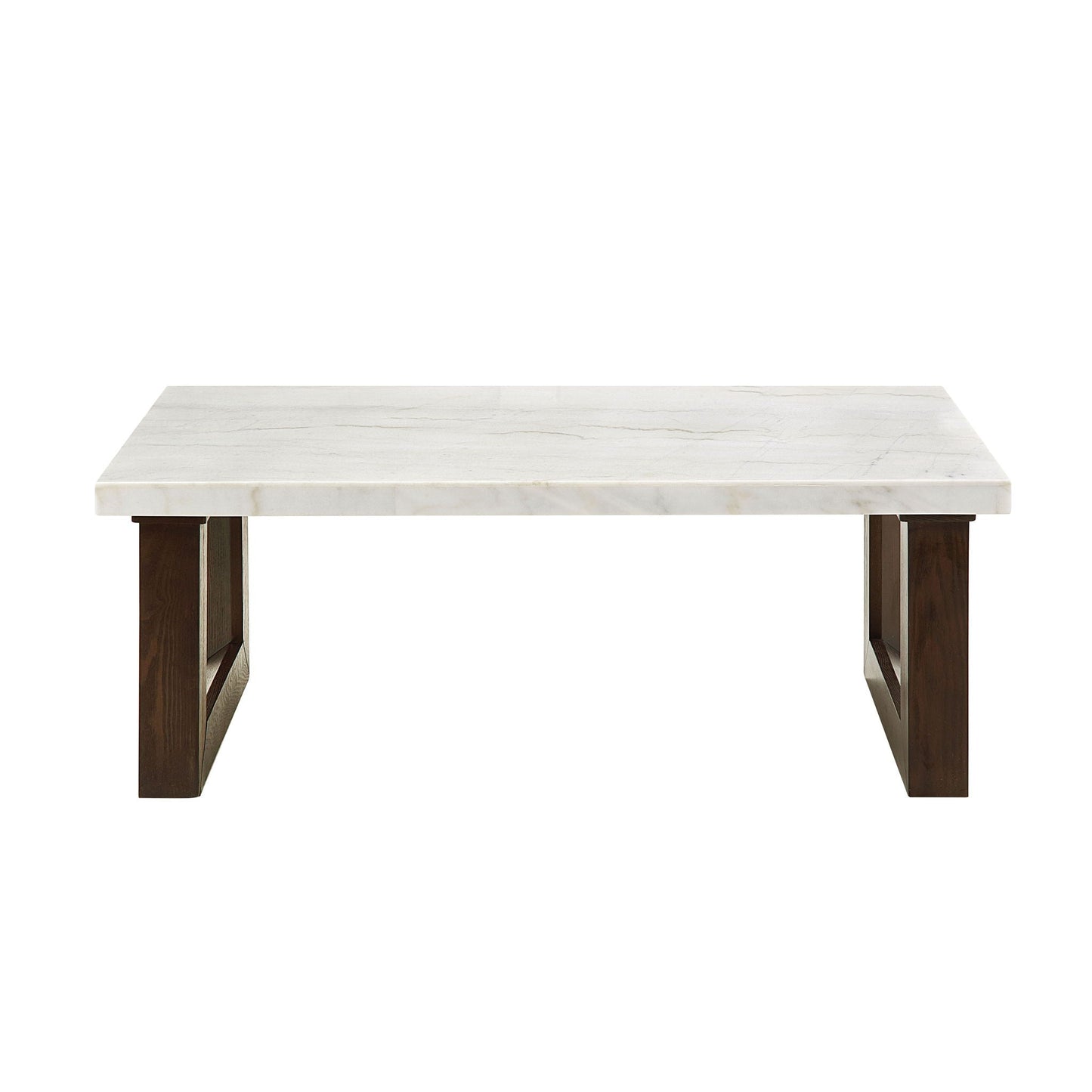 Edwyn Natural Marble Top End Table with white-gray marble top and dark brown wooden legs on Tampa Home & Garden Store