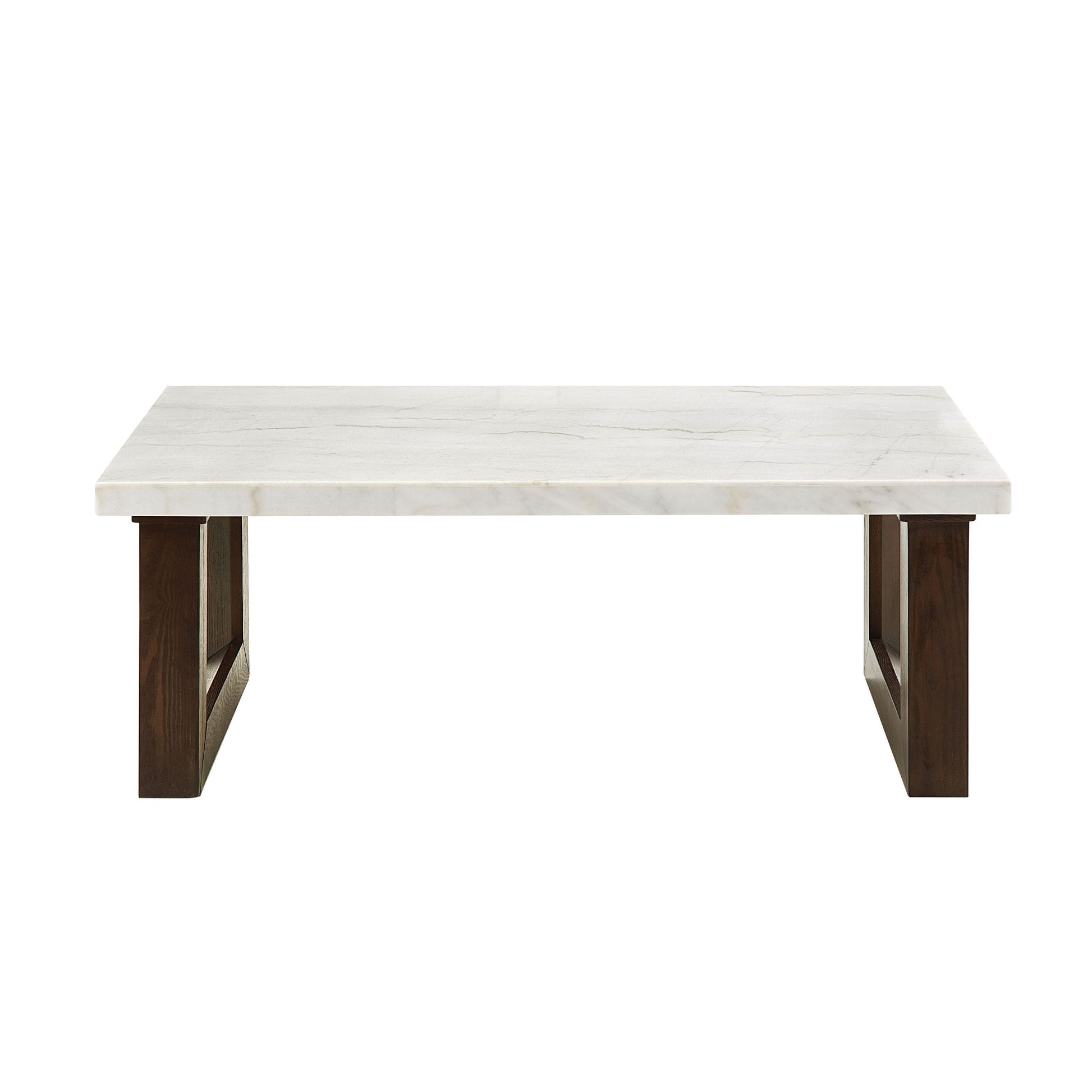 Edwyn Natural Marble Top End Table with white-gray marble top and dark brown wooden legs on Tampa Home & Garden Store