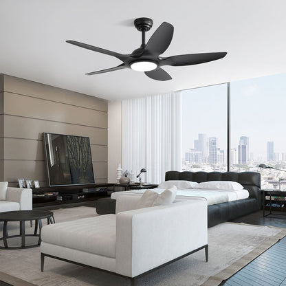Ceiling fan with dimmable LED light and remote, 5 black blades, DC motor, HouseOfZazla on Tampa Home & Garden Store