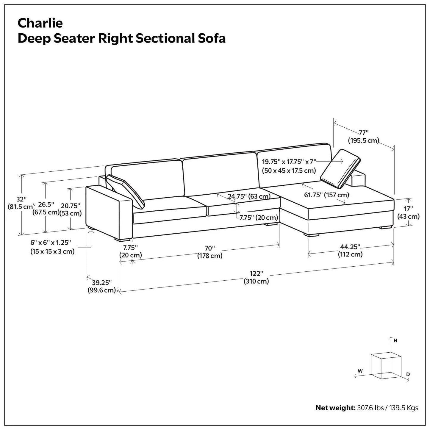 Charlie Upholstered Deep Seater Sectional Sofa