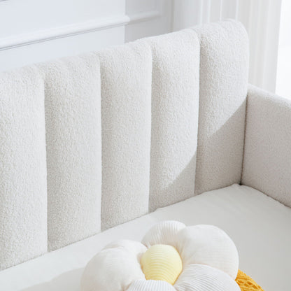 Elena Boucle Upholstered Daybed with ribbed tufted backrest in cream boucle by HouseOfZazla on Tampa Home & Garden Store