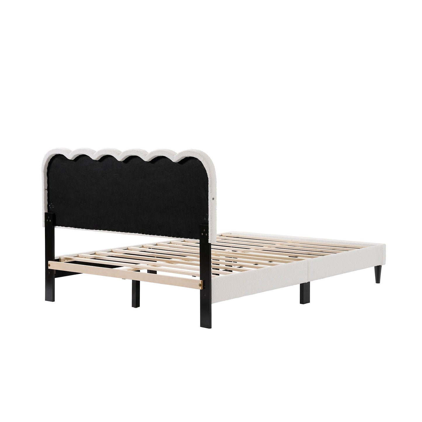 Lambswool Petal Headboard Bed Frame with black center and white border by HouseOfZazla on Tampa Home & Garden Store