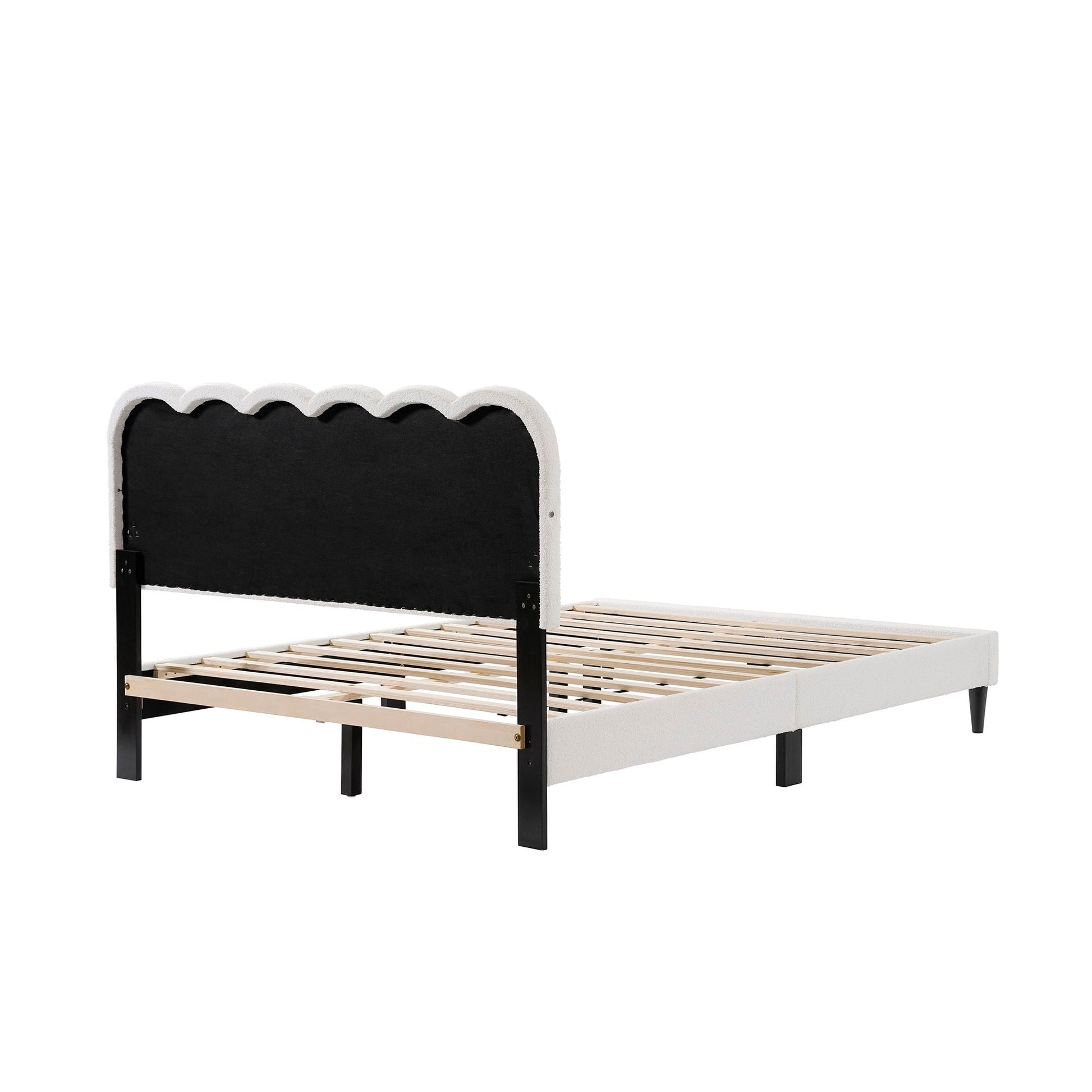 Lambswool Petal Headboard Bed Frame with black center and white border by HouseOfZazla on Tampa Home & Garden Store