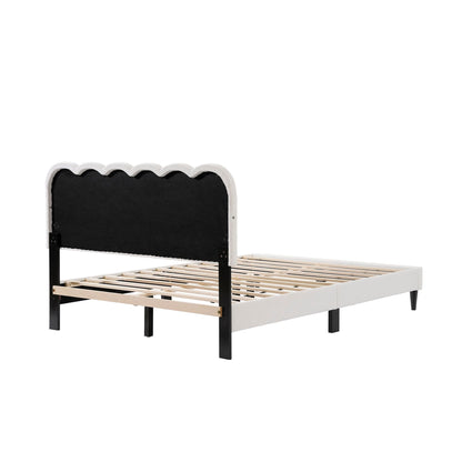 Lambswool Petal Headboard Bed Frame with black center and white border by HouseOfZazla on Tampa Home & Garden Store