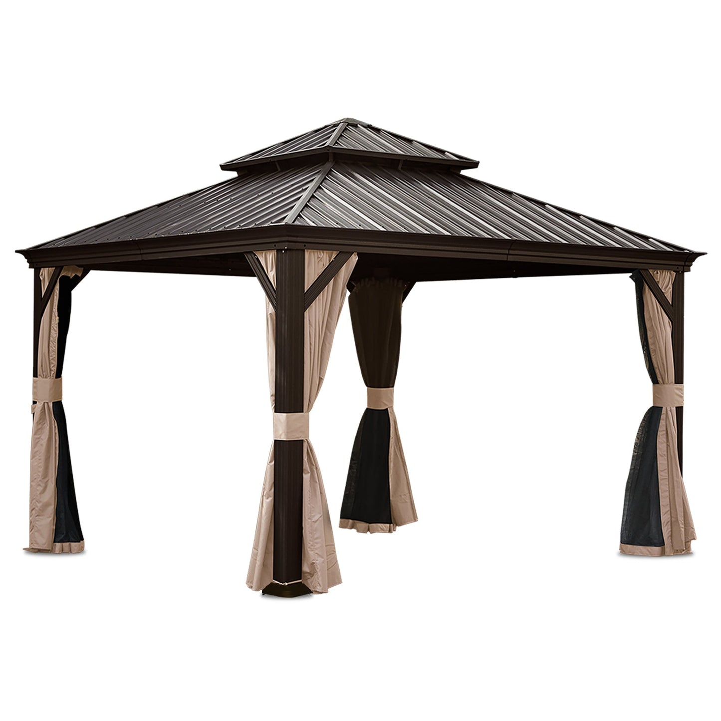 13x13ft Outdoor Hardtop Gazebo With Steel Roof