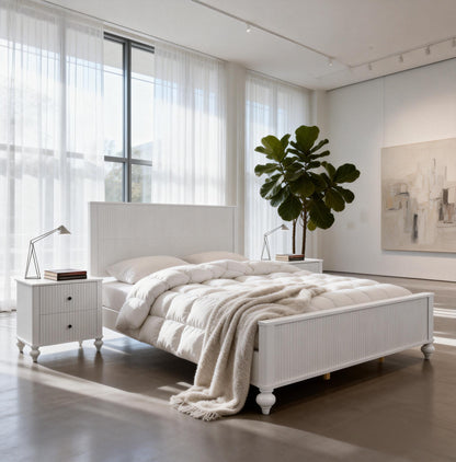 Solid White Queen Bed Frame and Wooden Board