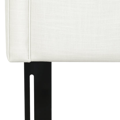 Catherine Upholstered King Headboard Antique off-white linen with black metal leg HouseOfZazla on Tampa Home & Garden Store