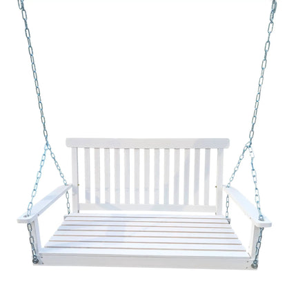 Front Porch Swing with Armrests, white-painted seat, Unique Piece Furniture patio swing on Tampa Home & Garden Store