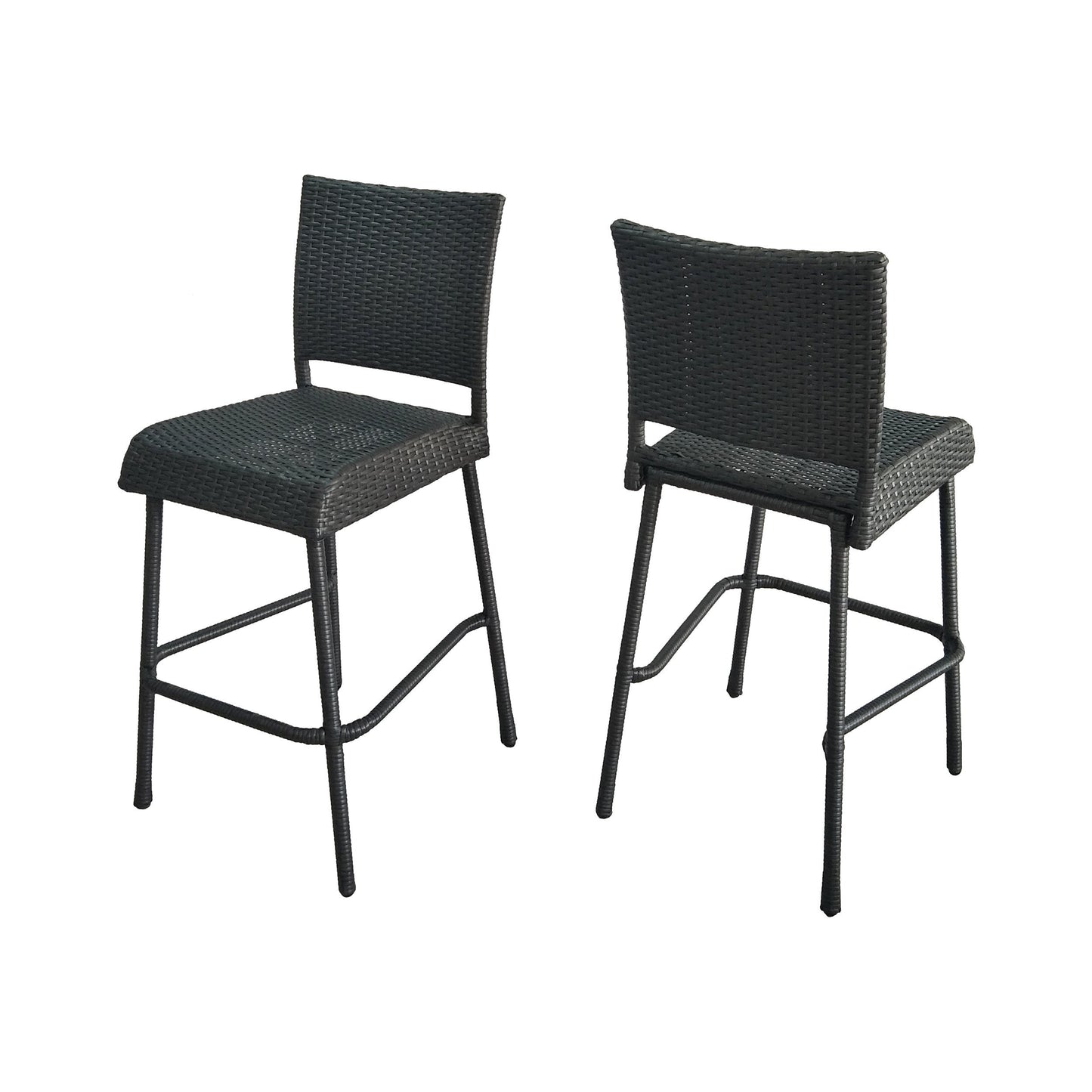 Set of Two 29 Inch PE Rattan Outdoor Barstools